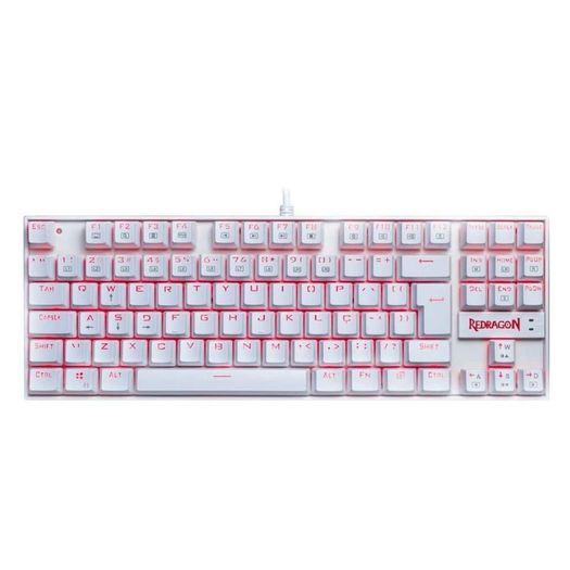 teclado mecanico kumara single color branco switch vermelho (k552w-2) - redragon teclado mecanico kumara single color branco switch vermelho (k552w-2) - redragon