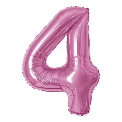 balão metalizado 100cm rosa número 4