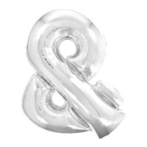 balão metalizado 100cm prata símbolo &