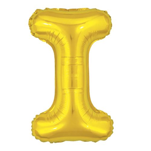 balão metalizado 40cm dourado letra i