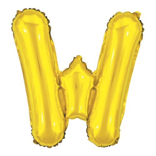balão metalizado 40cm dourado letra w