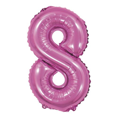 balão metalizado 40cm rosa número 8