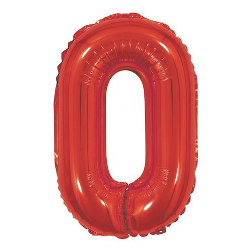balão metalizado 40cm vermelho número 0