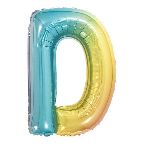 balão metalizado 40cm arco-íris letra d