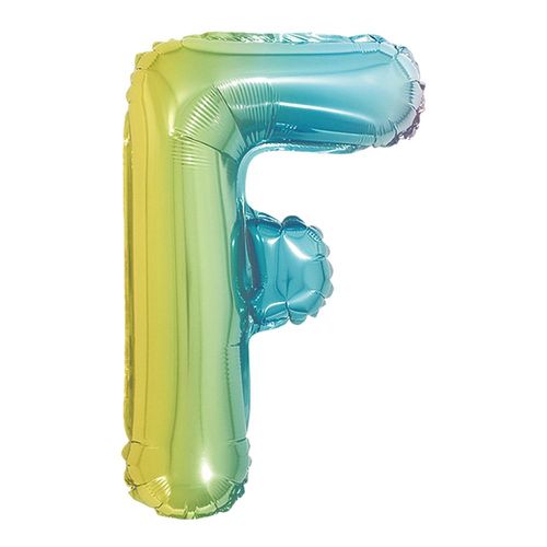 balão metalizado 40cm arco-íris letra f