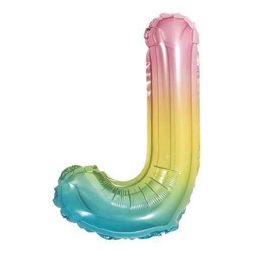 balão metalizado 40cm arco-íris letra j