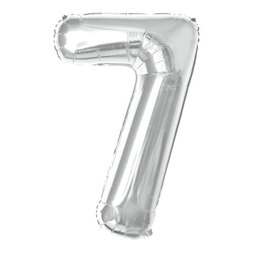 balão metalizado 100cm prata número 7
