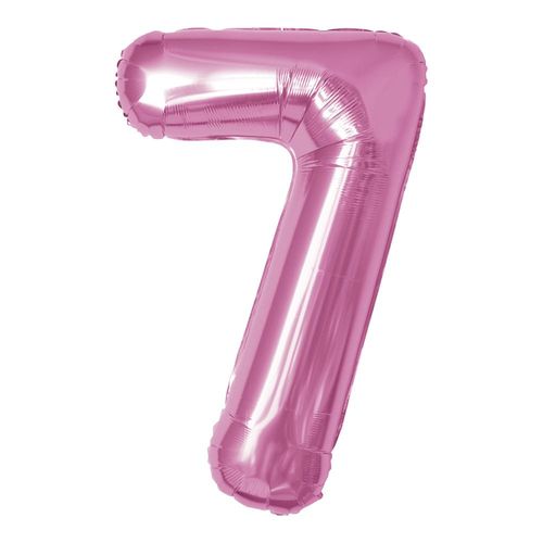 balão metalizado 100cm rosa número 7