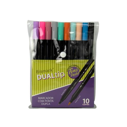caneta bismark dualtip 2pontas 0.4/pincel pastel 10 unidades yes blister