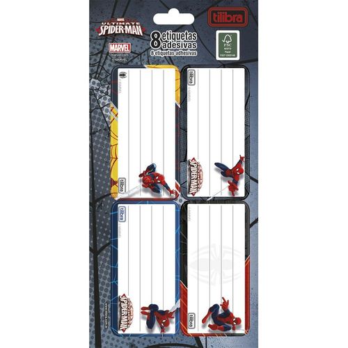 etiqueta escolar com 8 unidades spider-man