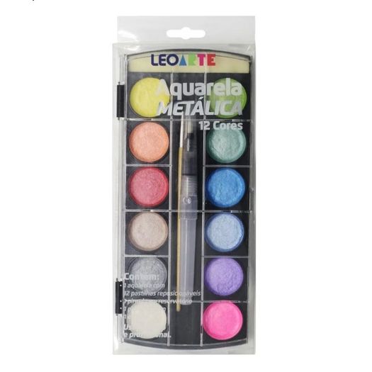 tinta aquarela pastilha metálica 12 cores tinta aquarela pastilha metálica 12 cores