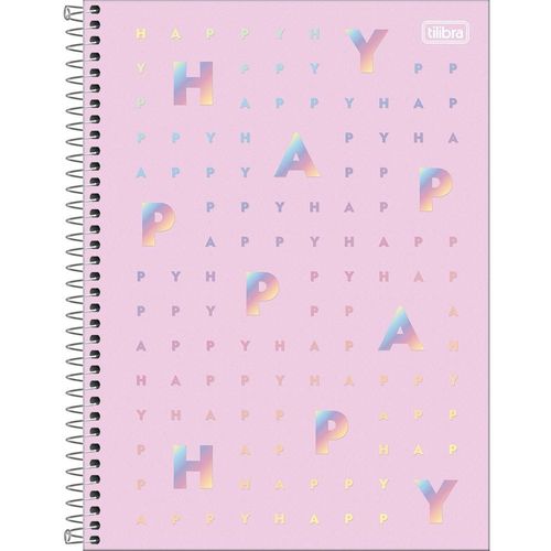 caderno universitário 20x1 320 folhas capa dura happy