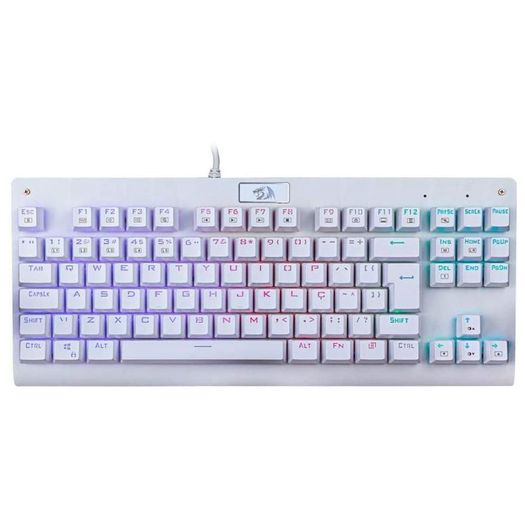 teclado mecanico dark avenger rgb branco switch azul (k568w-rgb) - redragon teclado mecanico dark avenger rgb branco switch azul (k568w-rgb) - redragon