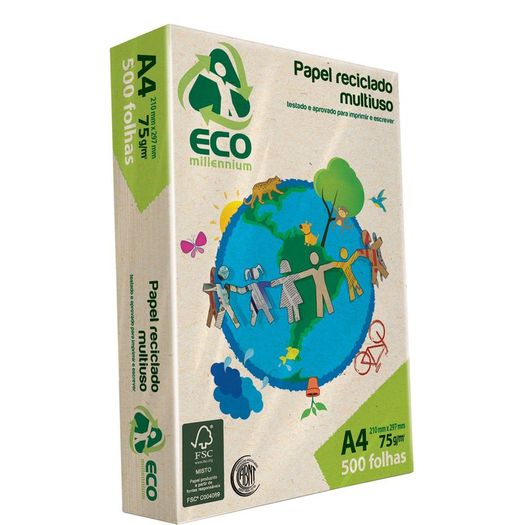 papel sulfite eco millennium 21x29,7cm 75gr a4 reciclado 500 folhas jandaia papel sulfite eco millennium 21x29,7cm 75gr a4 reciclado 500 folhas jandaia