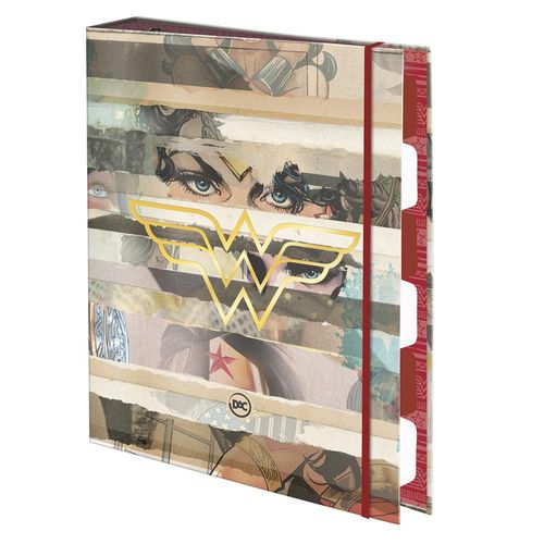 caderno fichário 1/4 6x1 mulher maravilha 48 folhas 3119 dac