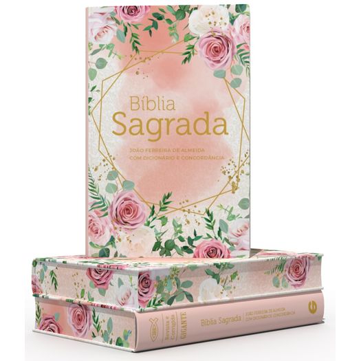 bíblia arc - capa dura - rosas - com dicionário e concordância