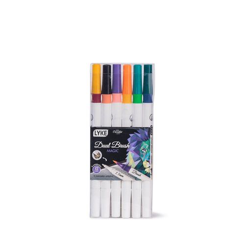 caneta hidrográfica dual brush magic 06 cores lc101-640 lyke blister
