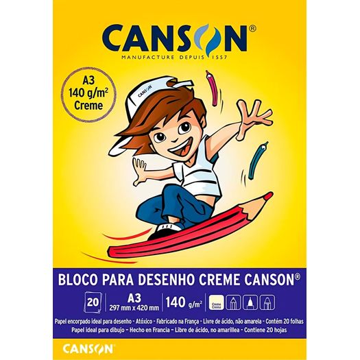bloco desenho a3 20 folhas 140g creme canson bloco desenho a3 20 folhas 140g creme canson