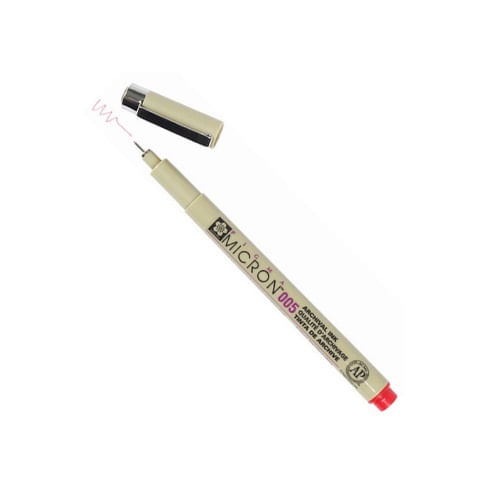 caneta nankin 0,05mm pigma micron vermelha