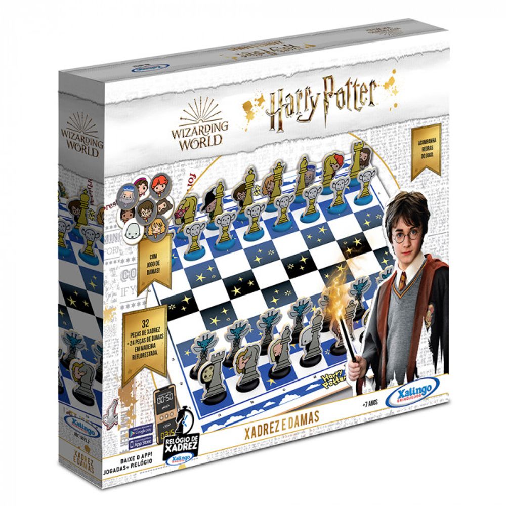 Jogo De Xadrez E Dama Harry Potter De Madeira - Livrarias Curitiba