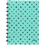 caderno personalizavel 72f pautado verde e azul marinho