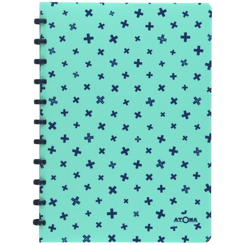 caderno personalizavel 72f pautado verde e azul marinho