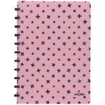 caderno personalizavel 72f pautado rosa e azul marinho