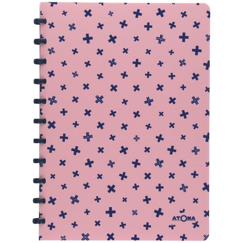 caderno personalizavel 72f pautado rosa e azul marinho