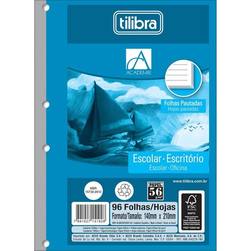 bloco fichário 1/4 96 folhas