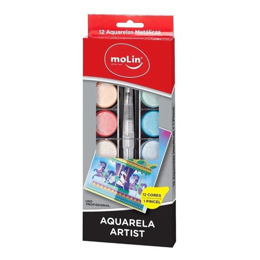 tinta aquarela pastilha metálica artist 12 cores tinta aquarela pastilha metálica artist 12 cores