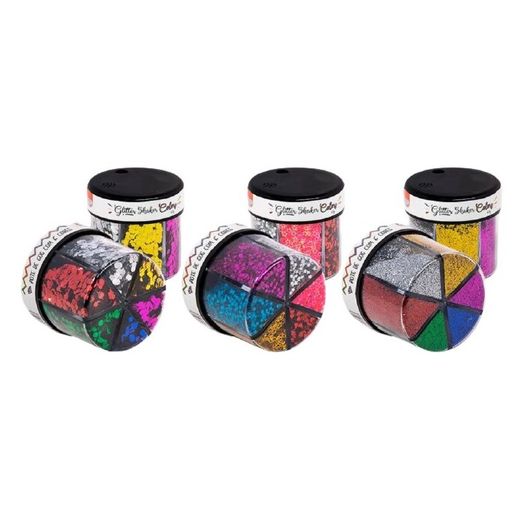 glitter shaker hexagonal 6 cores glitter shaker hexagonal 6 cores