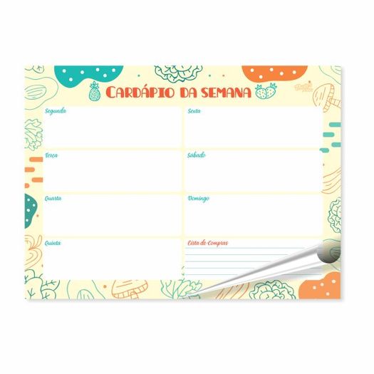 bloco de mesa planner semanal cardápio bloco de mesa planner semanal cardápio