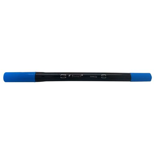 caneta bismark dualtip 2 pontas pincel azul royal