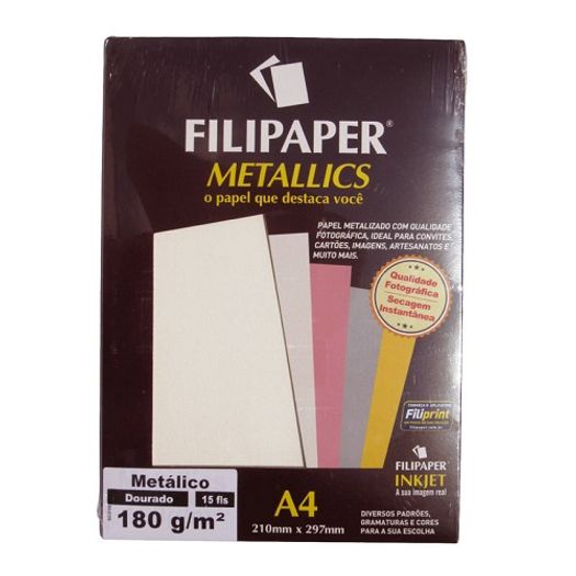 papel filipaper metallics metálico dourado a4 15 folhas 180g papel filipaper metallics metálico dourado a4 15 folhas 180g