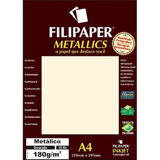 papel filipaper metallics metalico dourado a4 15f 180g filiperson papel filipaper metallics metalico dourado a4 15f 180g filiperson