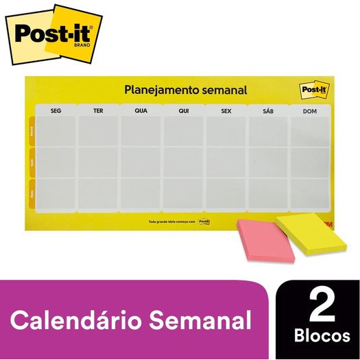calendário planejamento semanal com 2 post-it