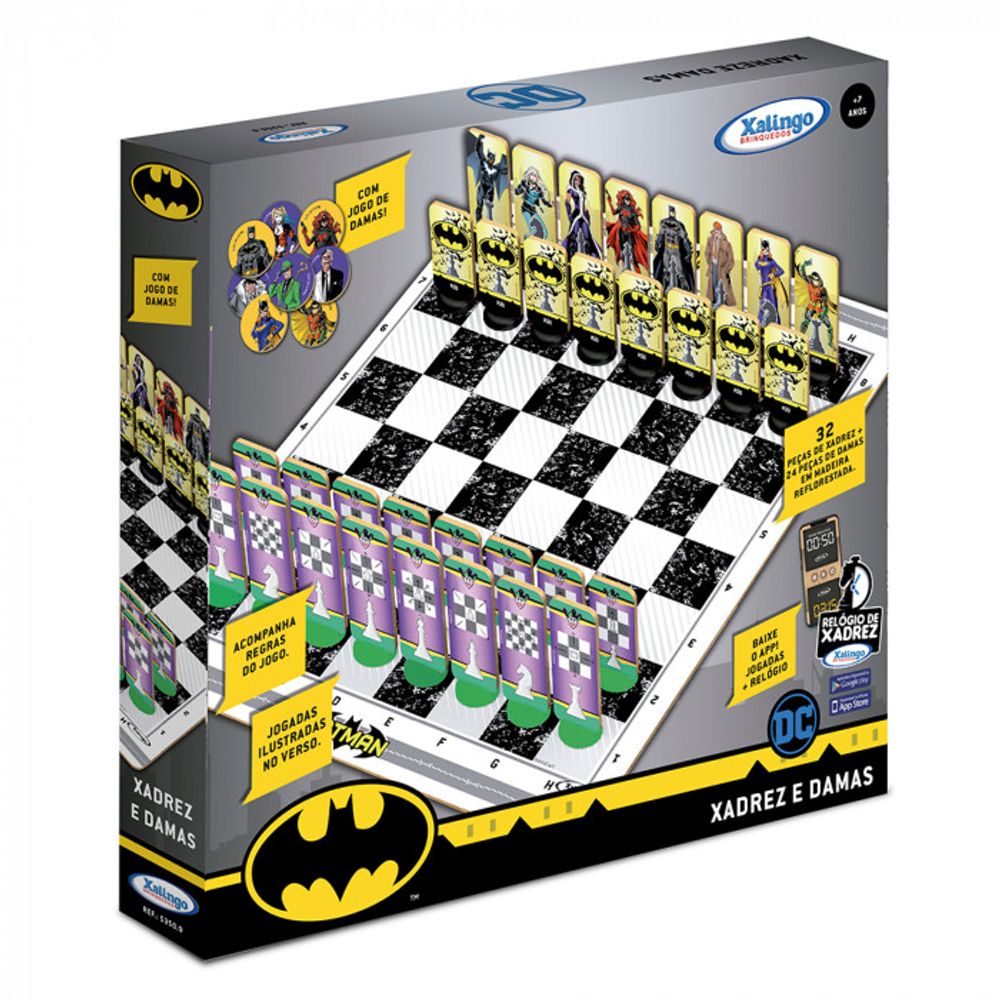 Jogo De Xadrez E Dama Batman Madeira 53509 Xalingo - Livrarias Curitiba