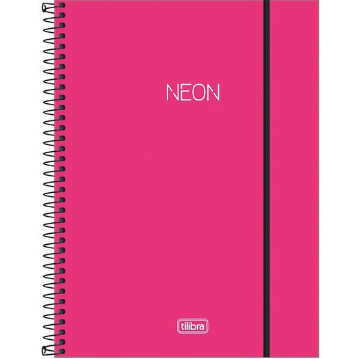 caderno universitário 10 matérias neon rosa 160fl 302481 tilibra