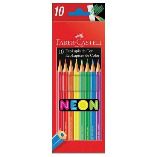 lápis de cor 10 cores neon ecolápis 120410n faber castell lápis de cor 10 cores neon ecolápis 120410n faber castell