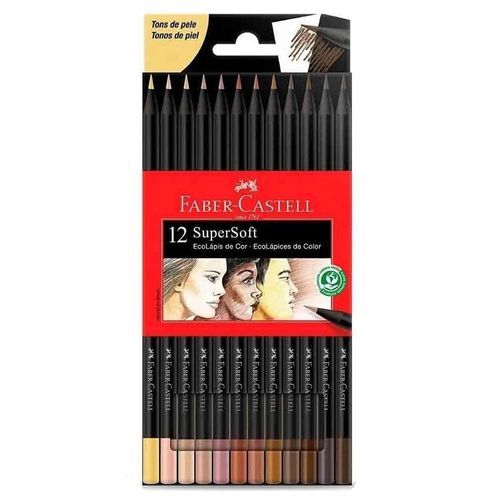 lápis de cor 12 cores supersoft tons de pele ecolápis 120712softtp faber castell