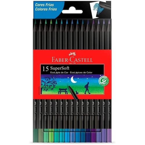lápis de cor 15 cores frias supersoft ecolápis 120715softcf faber castell