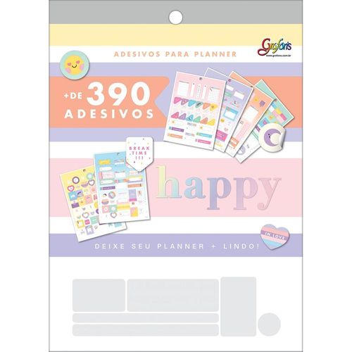 bloco de adesivo para planner happy 12 folhas
