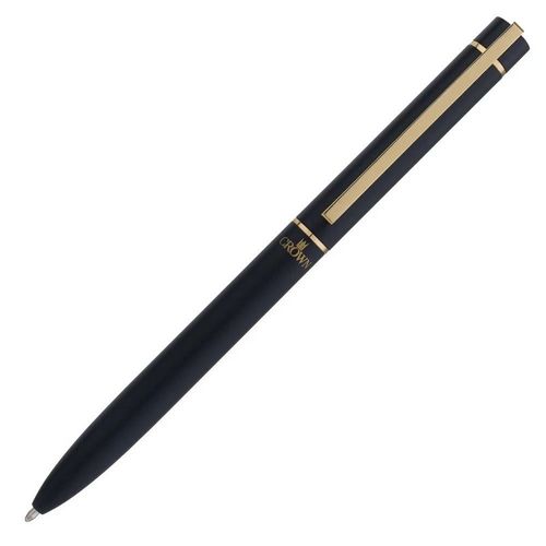 caneta esferográfica sensation preta com dourado crown