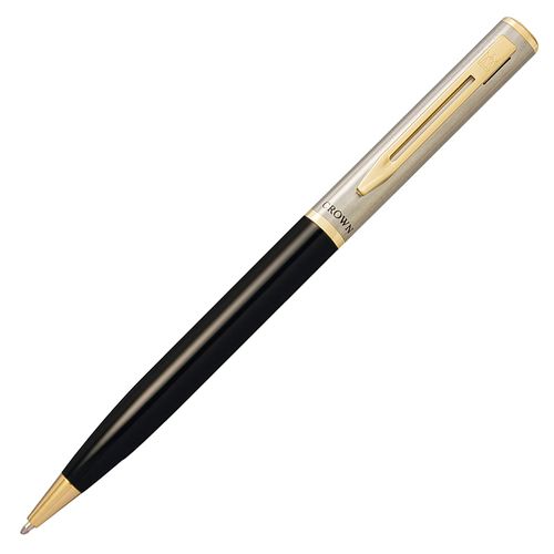 caneta esferográfica capricci preta com prata di2601y crown