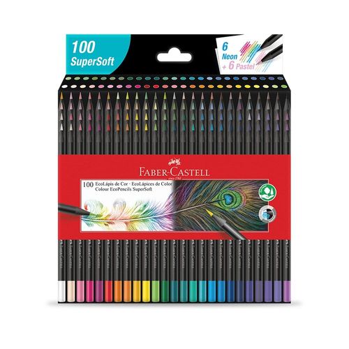 lápis de cor 100 cores supersoft ecolápis 1207100soft faber-castell