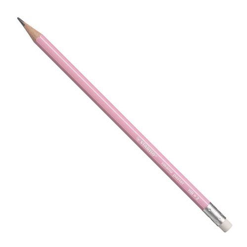 lápis grafite com borracha hb n2 rosa pastel stabilo