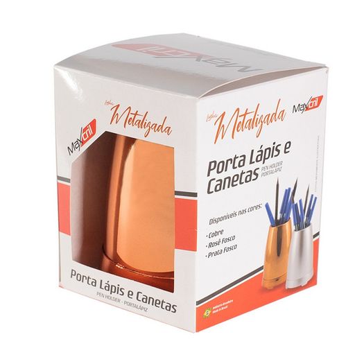 porta canetas metalizado cobre 10250028 waleu porta canetas metalizado cobre 10250028 waleu