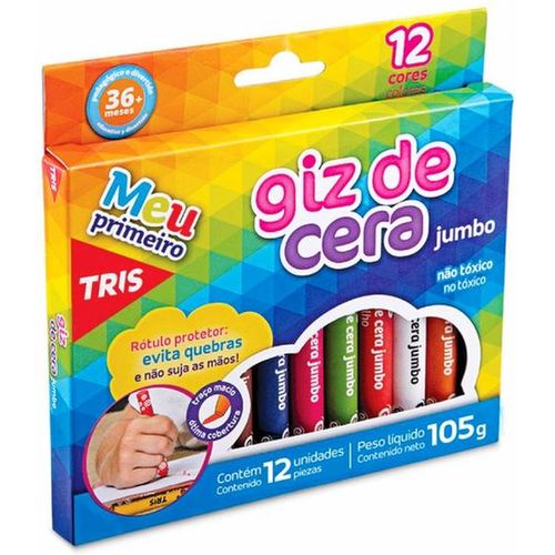 giz de cera 12 cores jumbo