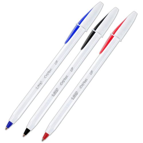 caneta esferográfica 3 cores cristal up 1.2mm ponta média az pt vm 930005 bic