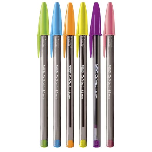 caneta esferográfica 6 cores cristal neon caneta esferográfica 6 cores cristal neon